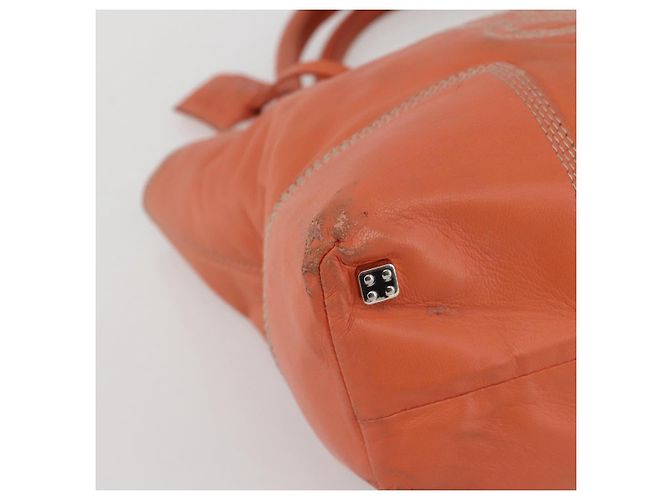 LOEWE Anagram Amazona Justa Borsa a Mano Pelle Arancione Argento Auth gh776 - vista 14