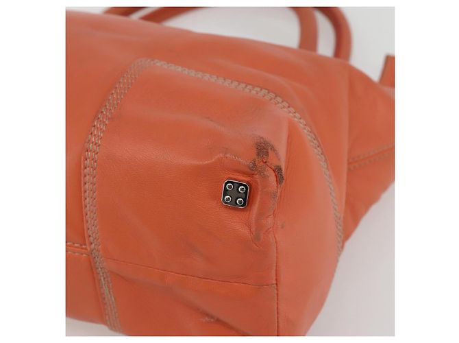 LOEWE Anagram Amazona Justa Borsa a Mano Pelle Arancione Argento Auth gh776 - vista 15