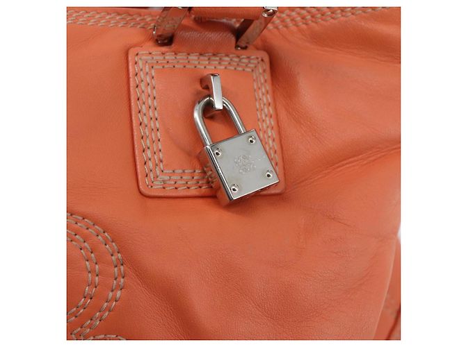 LOEWE Anagram Amazona Justa Borsa a Mano Pelle Arancione Argento Auth gh776 - vista 17
