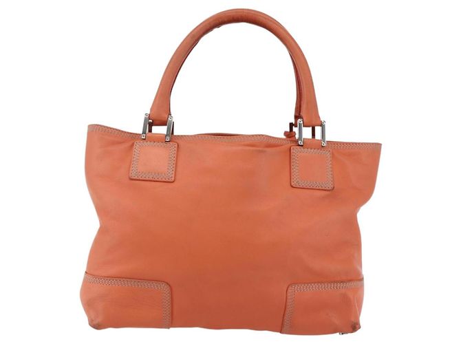 LOEWE Anagram Amazona Justa Borsa a Mano Pelle Arancione Argento Auth gh776 - vista 2