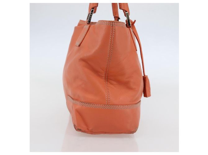 LOEWE Anagram Amazona Justa Borsa a Mano Pelle Arancione Argento Auth gh776 - vista 3