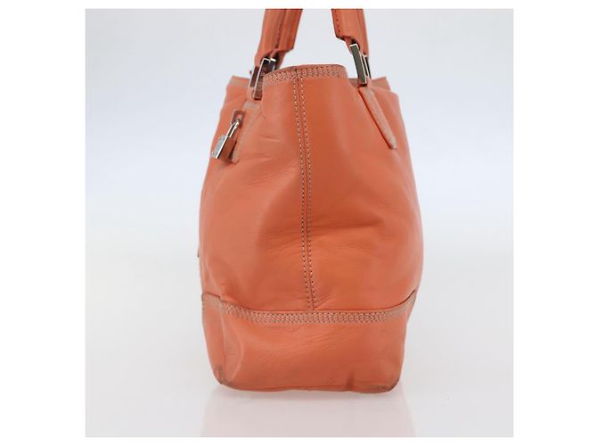 LOEWE Anagram Amazona Justa Borsa a Mano Pelle Arancione Argento Auth gh776 - vista 4