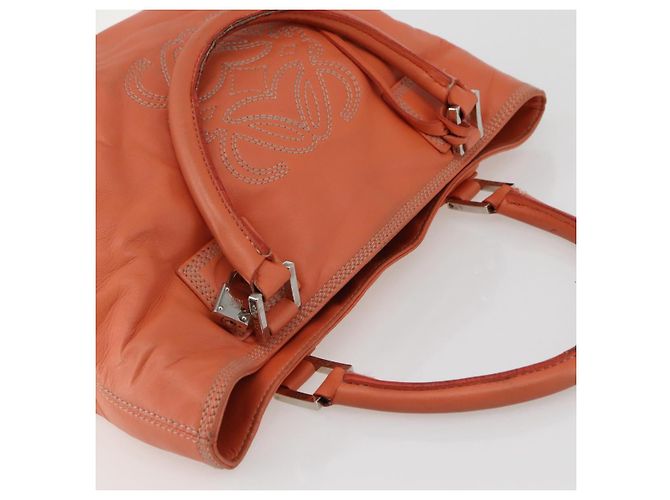 LOEWE Anagram Amazona Justa Borsa a Mano Pelle Arancione Argento Auth gh776 - vista 6