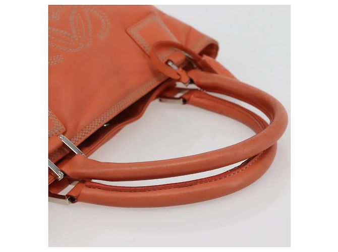 LOEWE Anagram Amazona Justa Borsa a Mano Pelle Arancione Argento Auth gh776 - vista 7