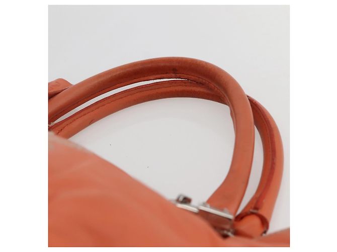 LOEWE Anagram Amazona Justa Borsa a Mano Pelle Arancione Argento Auth gh776 - vista 8