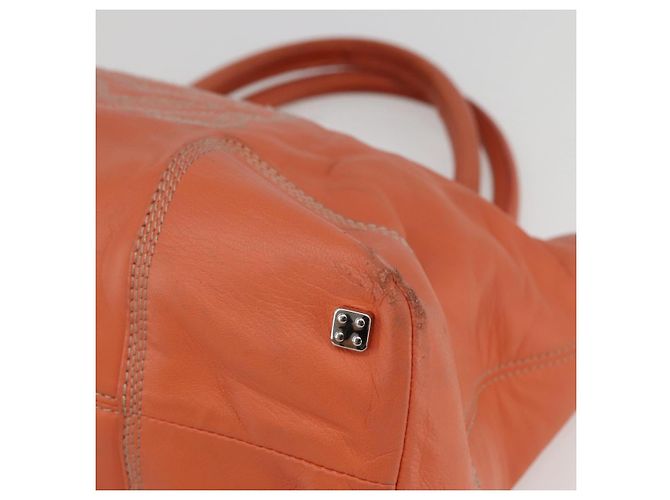 LOEWE Anagram Amazona Justa Borsa a Mano Pelle Arancione Argento Auth gh776 - vista 9