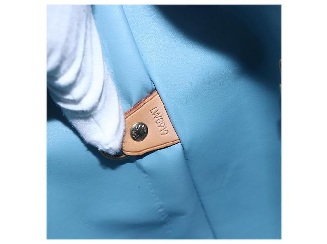LOUIS VUITTON Bolso de Mano Monogram Vernis Houston Azul Bebé M91005 LV Auth 144586 Azul claro - vista 12