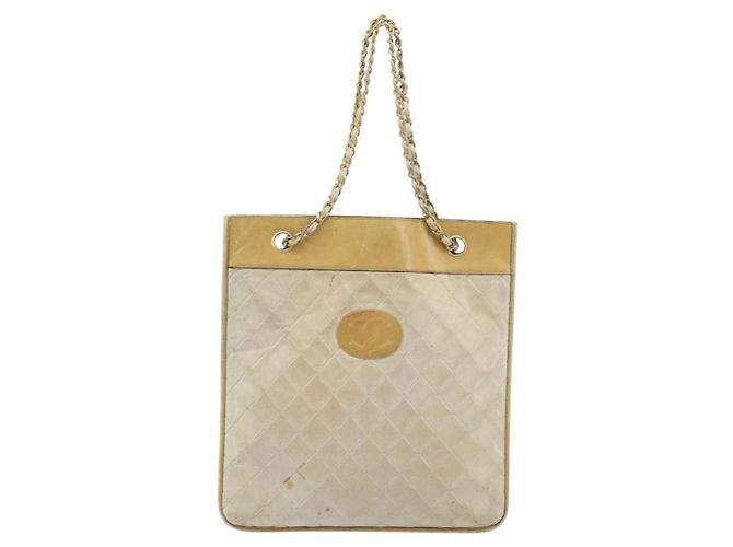 CHANEL Kettentasche aus Lammleder Beige Gold CC Auth gh972 Golden - Ansicht 13