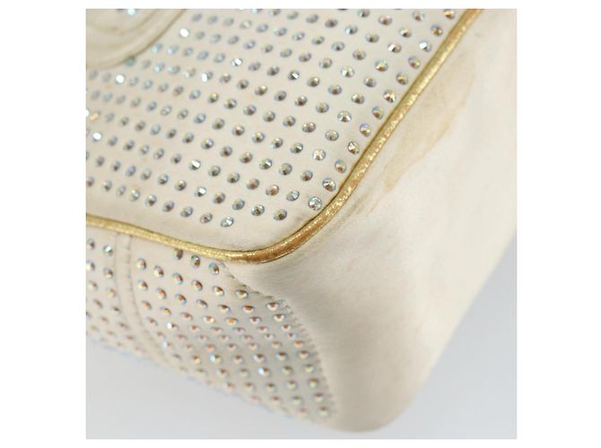 Céline Borsa a Mano CELINE Satin Beige Oro Auth gh992 D'oro - vista 16