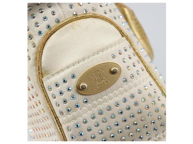 Céline Borsa a Mano CELINE Satin Beige Oro Auth gh992 D'oro - vista 17
