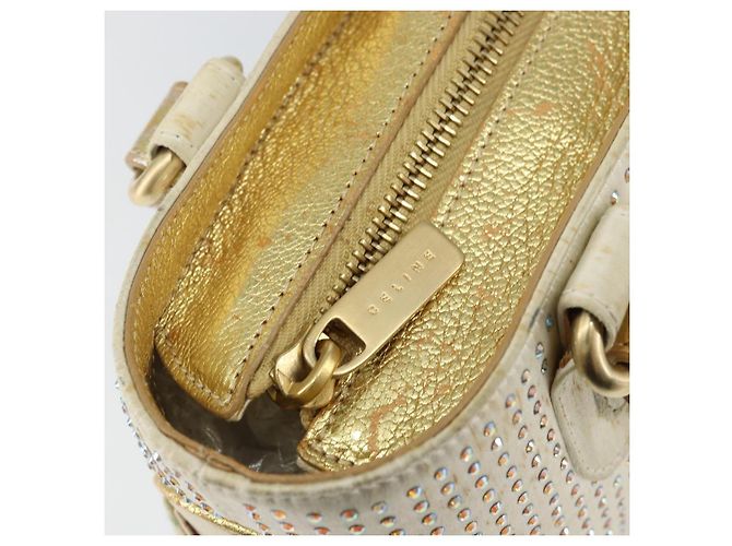 Céline Borsa a Mano CELINE Satin Beige Oro Auth gh992 D'oro - vista 18