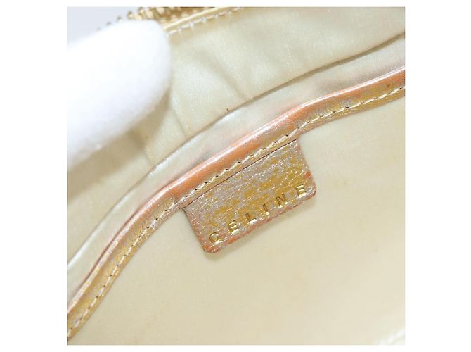 Céline Borsa a Mano CELINE Satin Beige Oro Auth gh992 D'oro - vista 19