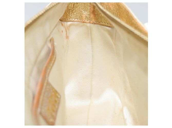 Céline Borsa a Mano CELINE Satin Beige Oro Auth gh992 D'oro - vista 20