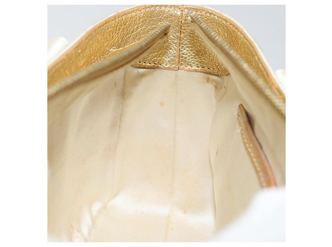 Céline Borsa a Mano CELINE Satin Beige Oro Auth gh992 D'oro - vista 21