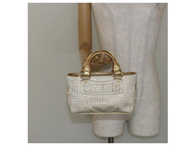 Céline Borsa a Mano CELINE Satin Beige Oro Auth gh992 D'oro - vista 23