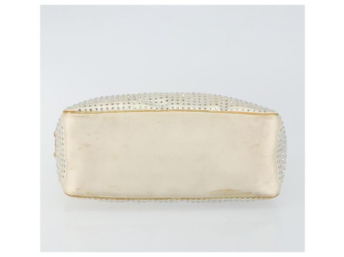 Céline Borsa a Mano CELINE Satin Beige Oro Auth gh992 D'oro - vista 5
