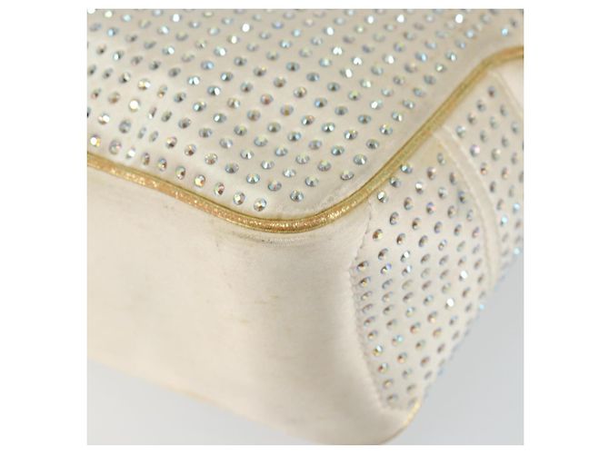 Céline Borsa a Mano CELINE Satin Beige Oro Auth gh992 D'oro - vista 9