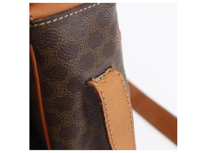 Céline CELINE Macadam Canvas Schultertasche aus PVC-Leder Braun Gold Auth mr1622 Golden - Ansicht 15