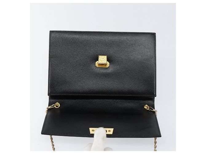 Borsa a spalla con catena Christian Dior in pelle nera e oro Auth BA8202 Nero D'oro - vista 10