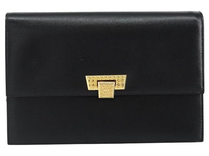 Borsa a spalla con catena Christian Dior in pelle nera e oro Auth BA8202 Nero D'oro - vista 13