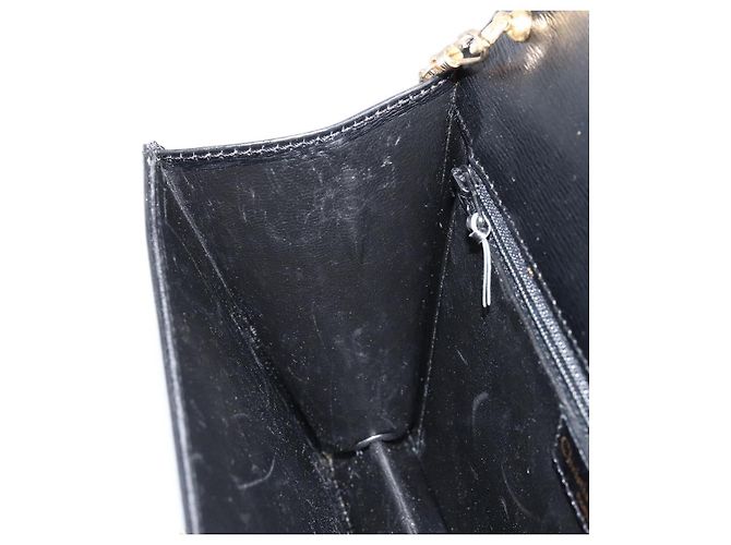 Borsa a spalla con catena Christian Dior in pelle nera e oro Auth BA8202 Nero D'oro - vista 20