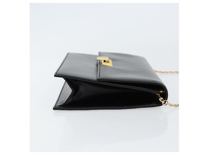 Borsa a spalla con catena Christian Dior in pelle nera e oro Auth BA8202 Nero D'oro - vista 3