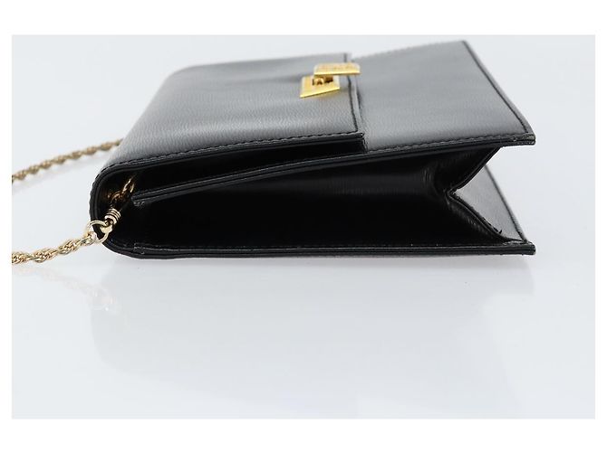 Borsa a spalla con catena Christian Dior in pelle nera e oro Auth BA8202 Nero D'oro - vista 4