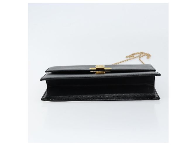 Borsa a spalla con catena Christian Dior in pelle nera e oro Auth BA8202 Nero D'oro - vista 5