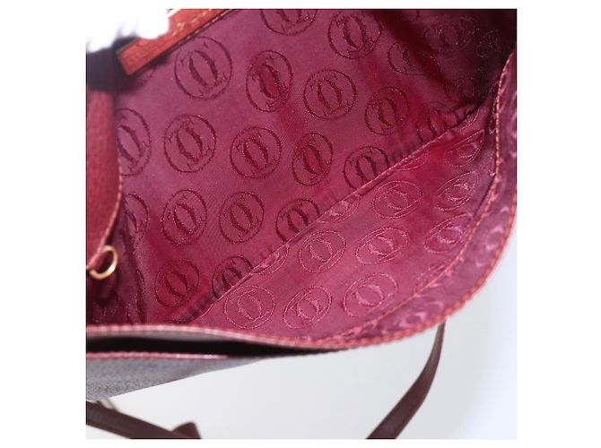 CARTIER Borsa a Spalla Must Line Pelle Bordeaux Oro Auth mr1591 D'oro Bordò - vista 11