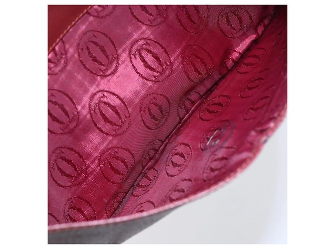 CARTIER Borsa a Spalla Must Line Pelle Bordeaux Oro Auth mr1591 D'oro Bordò - vista 12