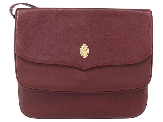 CARTIER Borsa a Spalla Must Line Pelle Bordeaux Oro Auth mr1591 D'oro Bordò - vista 13