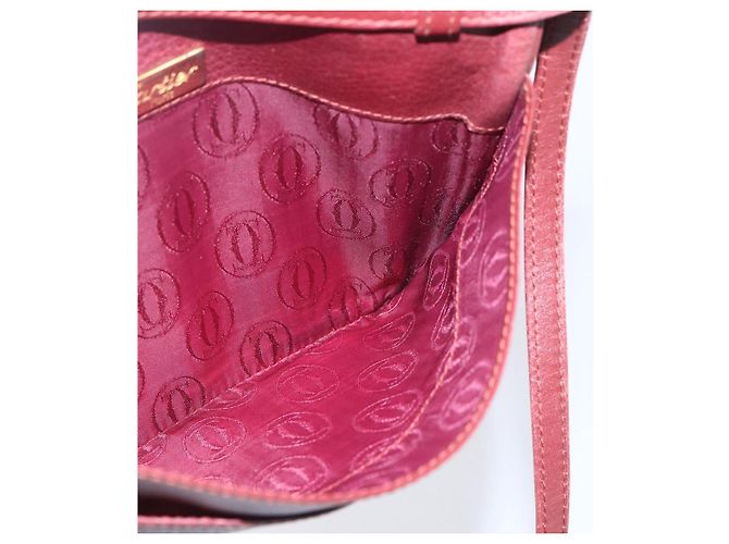 CARTIER Borsa a Spalla Must Line Pelle Bordeaux Oro Auth mr1591 D'oro Bordò - vista 17