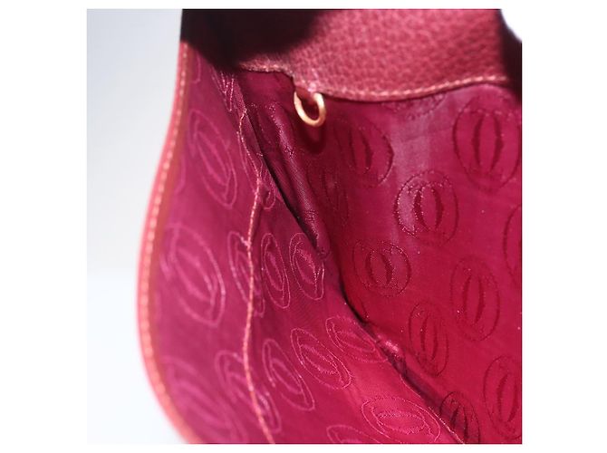 CARTIER Borsa a Spalla Must Line Pelle Bordeaux Oro Auth mr1591 D'oro Bordò - vista 18