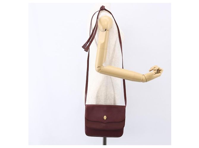 CARTIER Borsa a Spalla Must Line Pelle Bordeaux Oro Auth mr1591 D'oro Bordò - vista 19