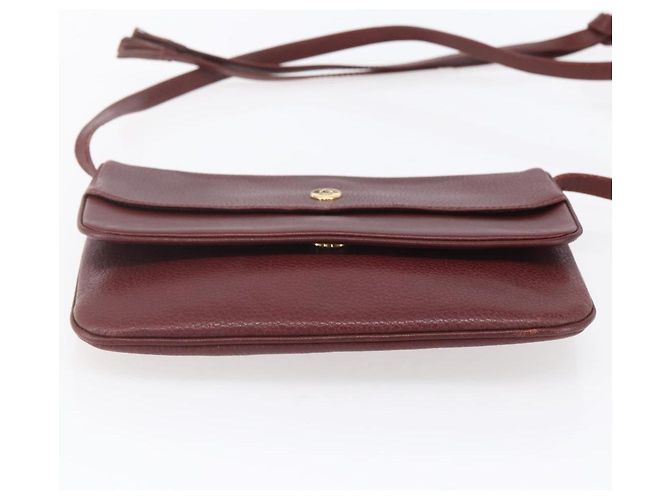 CARTIER Borsa a Spalla Must Line Pelle Bordeaux Oro Auth mr1591 D'oro Bordò - vista 5