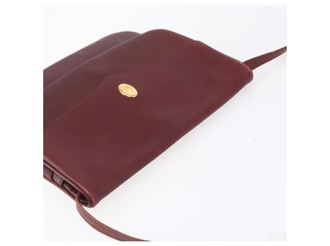 CARTIER Borsa a Spalla Must Line Pelle Bordeaux Oro Auth mr1591 D'oro Bordò - vista 6