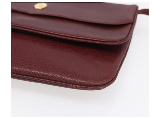 CARTIER Borsa a Spalla Must Line Pelle Bordeaux Oro Auth mr1591 D'oro Bordò - vista 9