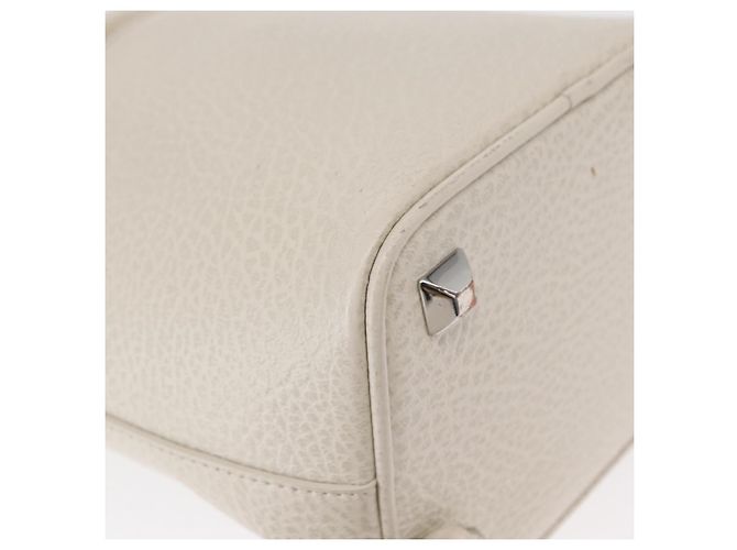Autre Marque Borsa a secchiello 5AC con catena in pelle Maison Margiela 2 in 1 Bianca Auth 154759 Argento Bianco - vista 16