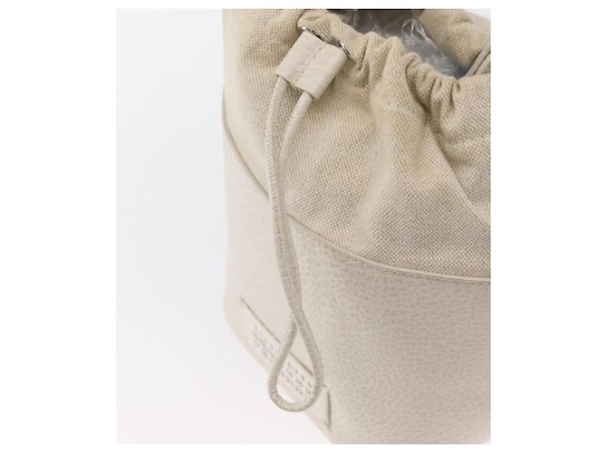 Autre Marque Borsa a secchiello 5AC con catena in pelle Maison Margiela 2 in 1 Bianca Auth 154759 Argento Bianco - vista 19