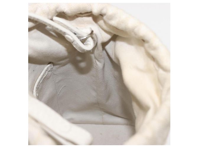 Autre Marque Borsa a secchiello 5AC con catena in pelle Maison Margiela 2 in 1 Bianca Auth 154759 Argento Bianco - vista 21
