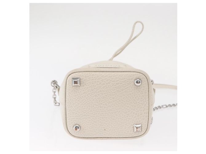 Autre Marque Borsa a secchiello 5AC con catena in pelle Maison Margiela 2 in 1 Bianca Auth 154759 Argento Bianco - vista 5