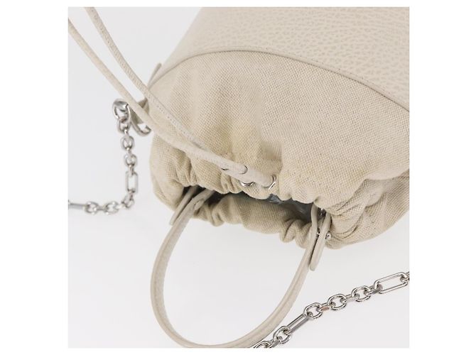 Autre Marque Borsa a secchiello 5AC con catena in pelle Maison Margiela 2 in 1 Bianca Auth 154759 Argento Bianco - vista 6