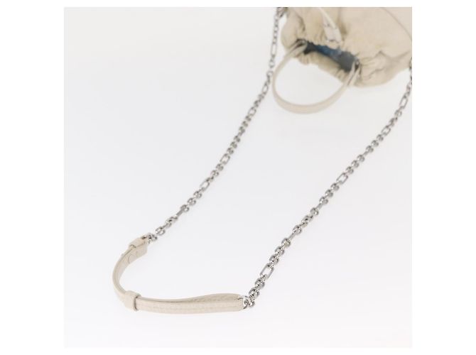 Autre Marque Borsa a secchiello 5AC con catena in pelle Maison Margiela 2 in 1 Bianca Auth 154759 Argento Bianco - vista 9