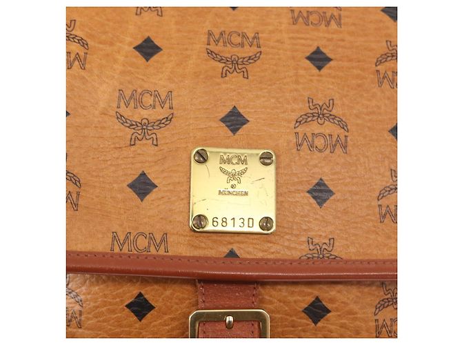 Borsa a Spalla MCM Logogram Vicetos in Pelle PVC Marrone Oro Auth am9931 - vista 12
