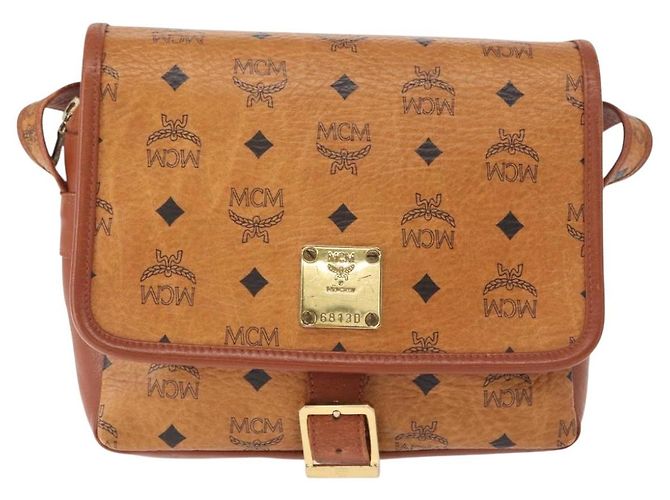 Borsa a Spalla MCM Logogram Vicetos in Pelle PVC Marrone Oro Auth am9931 - vista 13