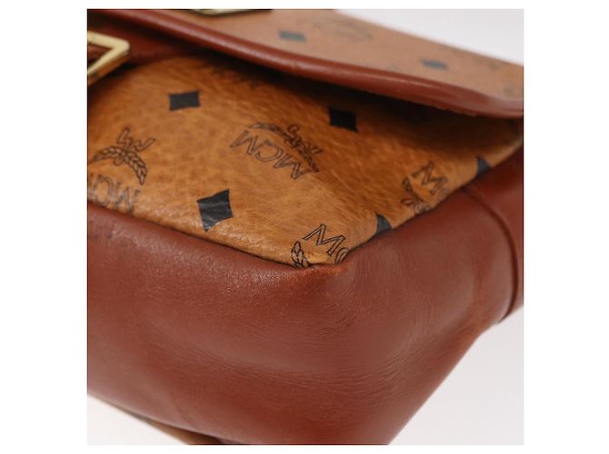 Borsa a Spalla MCM Logogram Vicetos in Pelle PVC Marrone Oro Auth am9931 - vista 15