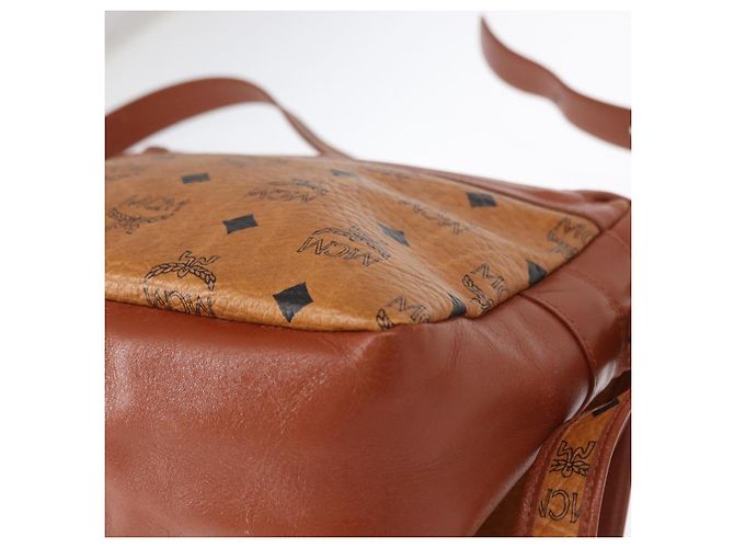 Borsa a Spalla MCM Logogram Vicetos in Pelle PVC Marrone Oro Auth am9931 - vista 17