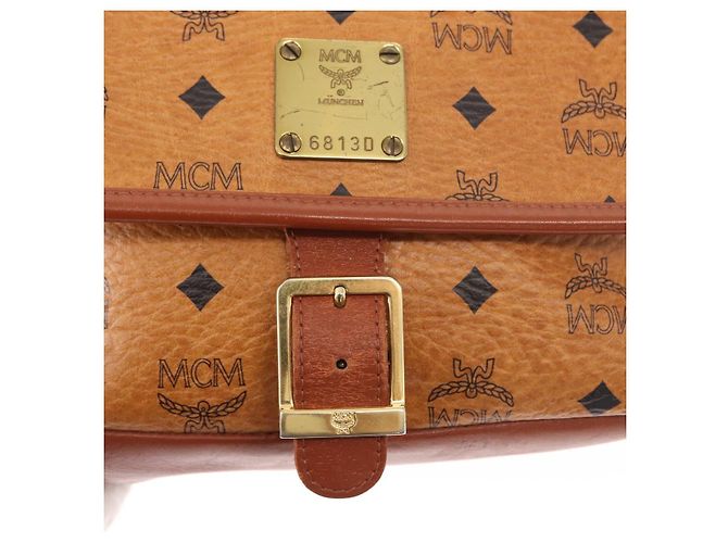 Borsa a Spalla MCM Logogram Vicetos in Pelle PVC Marrone Oro Auth am9931 - vista 18