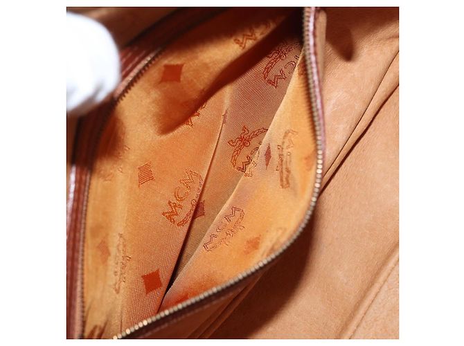 Borsa a Spalla MCM Logogram Vicetos in Pelle PVC Marrone Oro Auth am9931 - vista 24