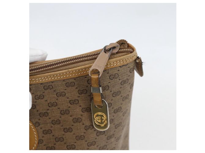 Gucci Borsa tote Micro GG Supreme in PVC beige e oro 002 4868 39 Auth 151511 D'oro - vista 10